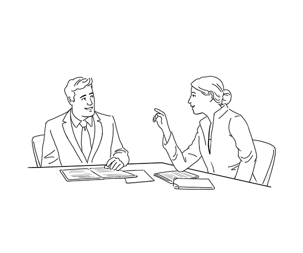 Illustration of a Candiate meeting a AppleOne Hiring Advisor