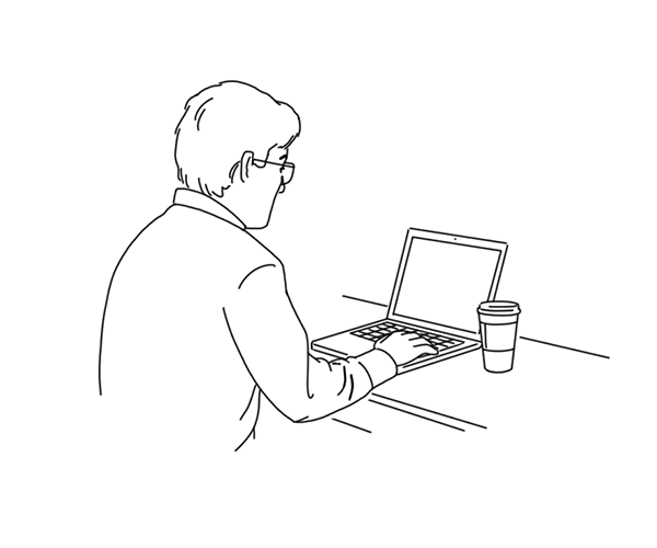Illustration of a man on a laptop